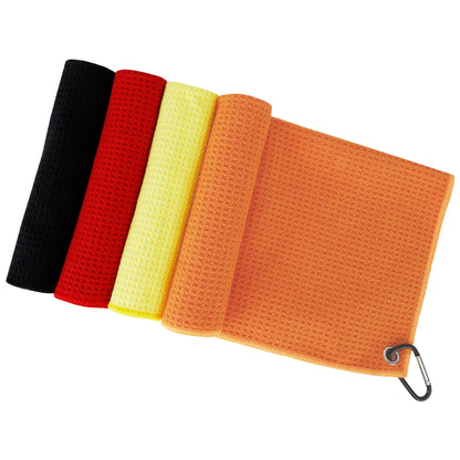 4 Pack Microfiber Golf Towels (16" X 16") with Carabiner Clip Golf Towels for Golf Bags for Men Women Golf Bag Towel Golf Bag Accessories for Men Clearance Golf Club Grip Shoe Groove Ball Cleaner
